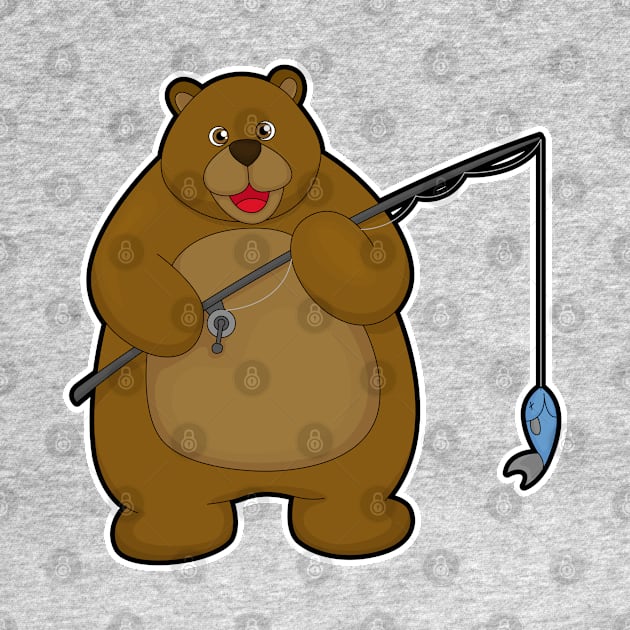 Bear at Fishing with Fishing rod & Fish by Markus Schnabel